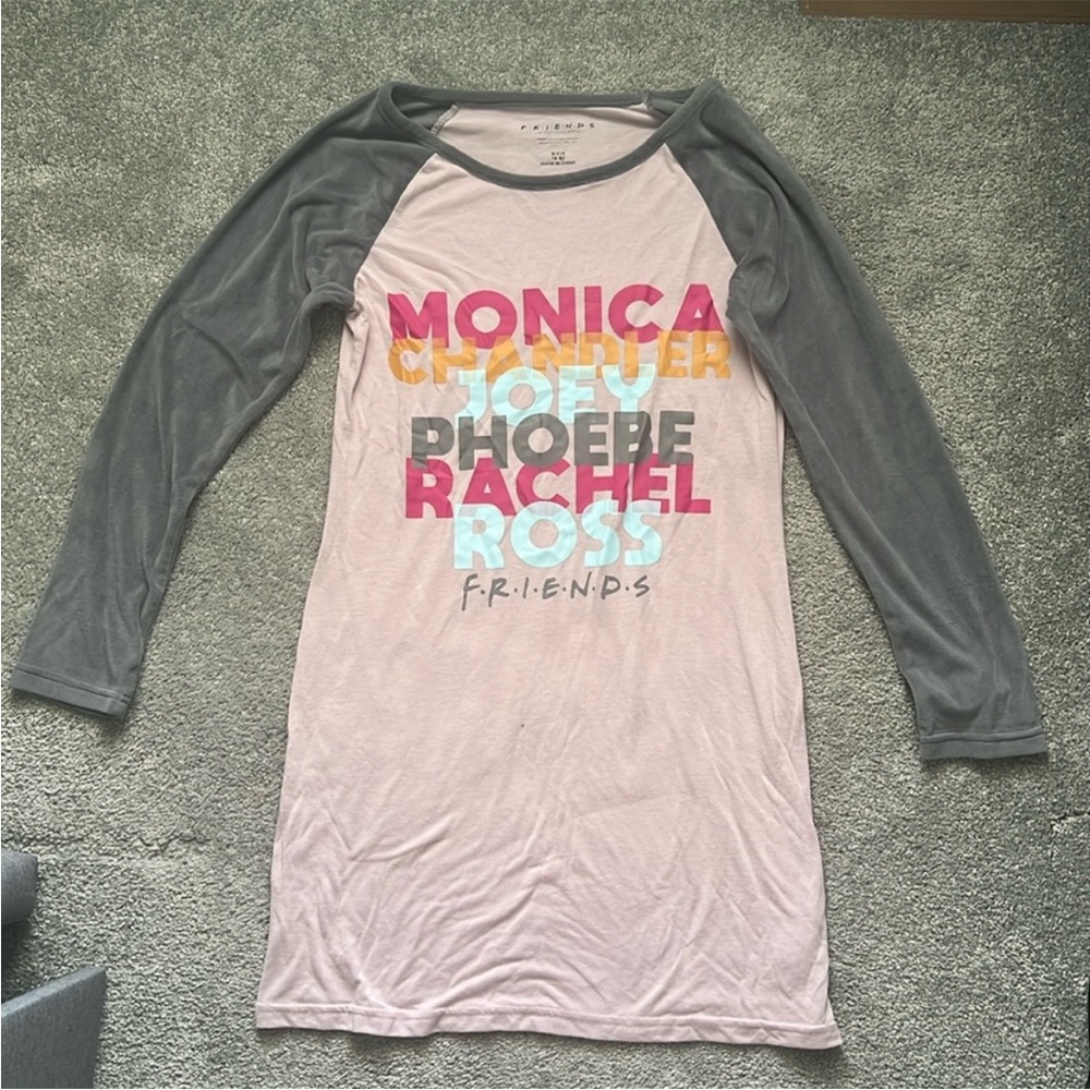 FRIENDS Pink and Gray Pajama Dress